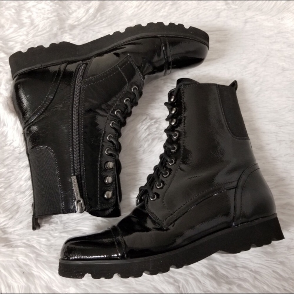 Donald J Pliner Camren Patent Leather Combat Boots